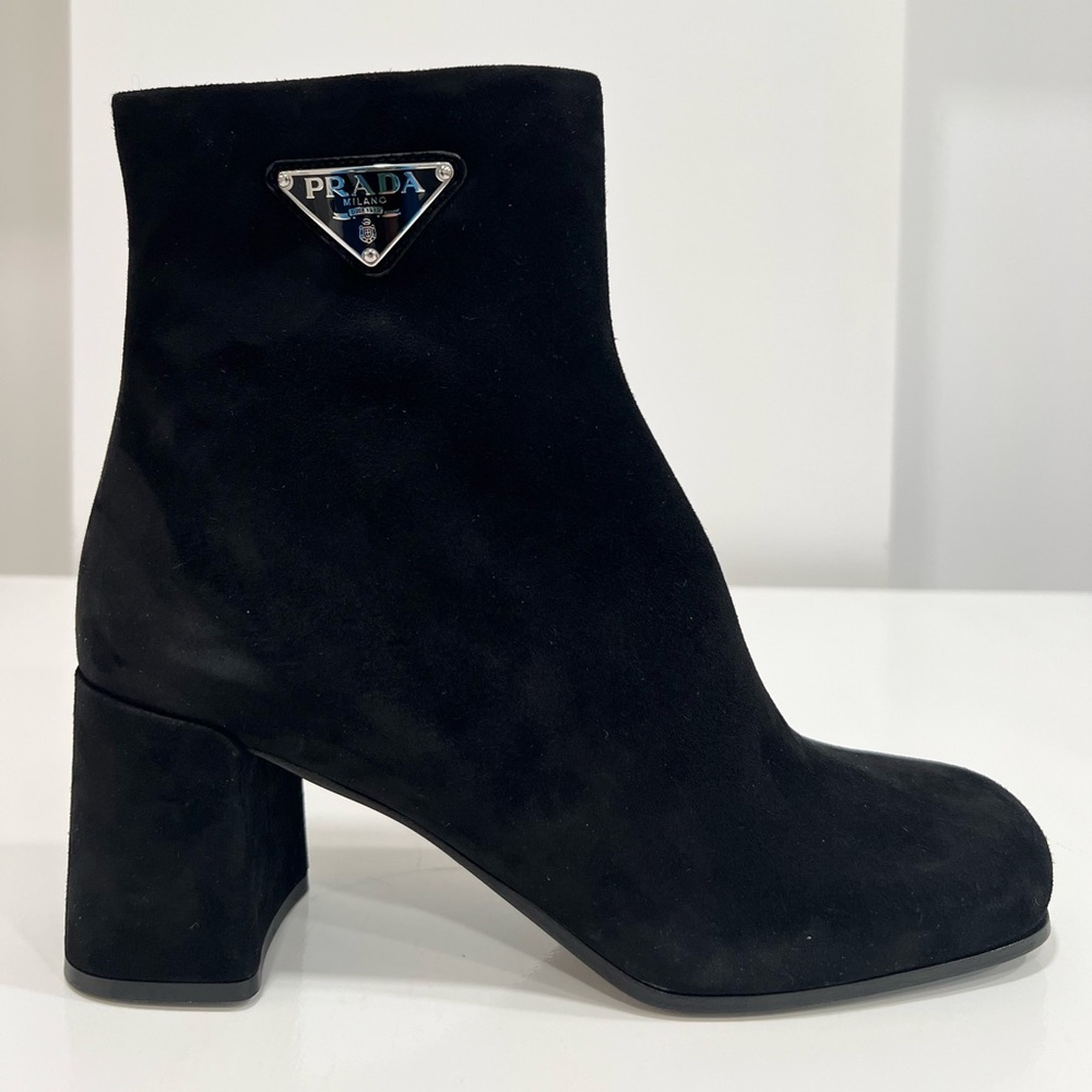 PRADA Tronchetti Suede Ankle Boots